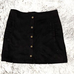 Naggoo Size L Black Faux Suede Button-Up Women's Skirt